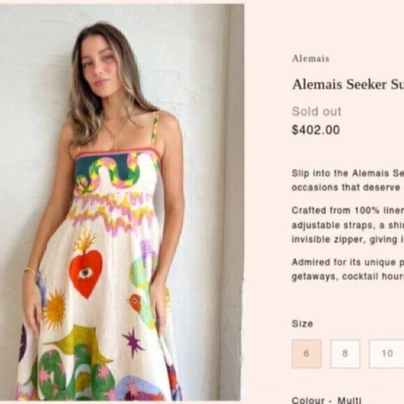 Bohemian A line Unique Print Smocked Back Midi Beach Dress XL - Picture 8 of 16